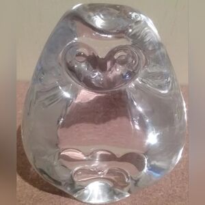Holmegaard Crystal Owl Paperweight Denmark signed